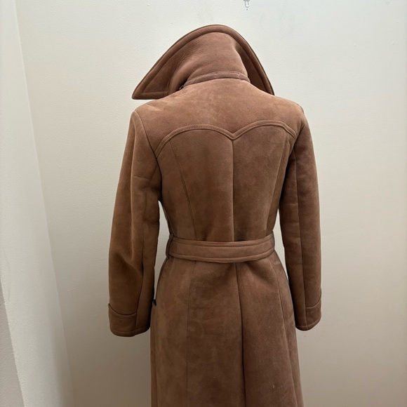 Vintage 70s Abercrombie & Fitch Tan Penny Lane Lamb Shearling Trench Coat Sz S/M - Picture 13 of 16